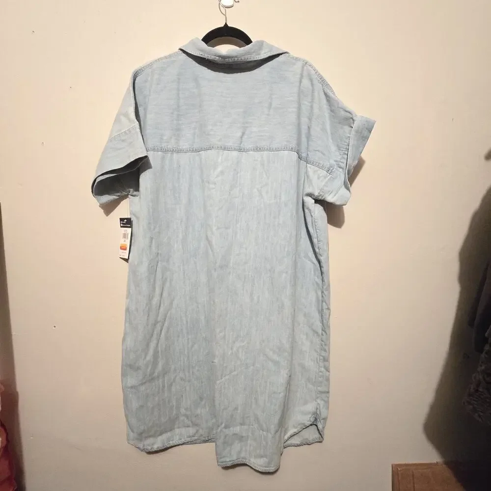 Chaps‎ NWT Chambray Shirt Dress Women's Plus 2X Blue Preppy Cottagecore Western